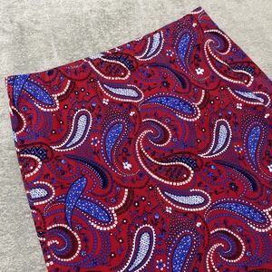 Talbots Skirt Women's Medium Pull On Red‎ Blue Paisley Knit Stretch Patriotic